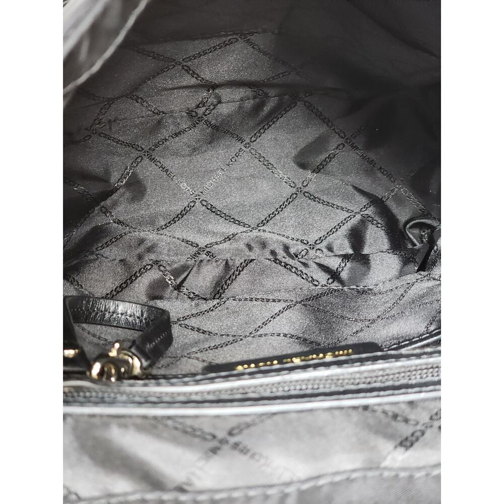 Michael Kors Leila Flap Medium Nylon Backpack Bag Gold Studs - Picture 10 of 11
